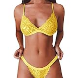 Deals of The Day Dessous Damen Sexy Unterwäsche Frauen Set BH Und Slip Komfort BH Ohne Bügel Tanga Dessous-Sets Reizwäsche Spitze Negligee 2 Teilig Lingerie Babydoll Outfit Blitzangebote des Tag