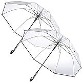Carlo Milano Schirm: 2er-Set transparente Stock-Regenschirme, Stahl & Fiberglas, Ø 100 cm (Regenschirm durchsichtig)