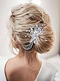 Vakkery Braut Hochzeit Haarkamm Silber Kristall Haarteil Braut Haarschmuck für Frauen und Mädchen