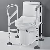 Behinderten-toilettensitzerhöhung mit Griffen, Badezimmer-sicherheitsgeländer für die Toilette, Höhen- und Breitenverstellbarer Sicherheits-aufstehgriff zur Unterstützung Älterer Menschen, Behindert