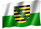 Sportfanshop24 Flagge/Fahne Sachsen Staatsflagge/Landesflagge/Hissflagge mit Ösen 150x90 cm, sehr Gute Qualität