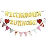 Willkommen Zuhause Girlande mit Bunt Wimpel Banner Herzlich Willkommen Zuhause Baby Deko für Familie Party Dekoration