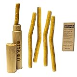 4x Miswak - Natürliche Zahnbürste aus Holz mit hochwertigem Bambus Reiseetui - Swak Stick im vierer Set 100% vegane Holzzahnbürste mit Mineralien für gesunde Zähne