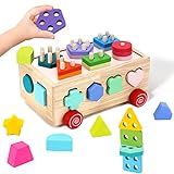 Montessori Spielzeug für Kleinkinder, Holzform Sortierer Spielzeug Geschenke für Baby Jungen Mädchen, Sortieren & Stapeln Pädagogisches Lernen Form Farbe Blöcke Spielzeug