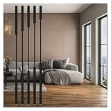 Paravent Raumteiler Innen Raumteilerpfosten, Höhenverstellbar, Vom Boden Bis Zur Decke, Modern, Schwarz, Trennwand, Trennsäule, Extra Hoch, Dekor Ohne Bohren, Gitter, Eingangssäule(5 pcs,5.4ft/165