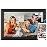 Digitaler Bilderrahmen WiFi 10,1 Zoll 1280x800 IPS LCD Touchscreen, Eingebauter 32GB Speicher Auto-Rotat, Teilen Sie Momente sofort über Frameo App von überall, Schw