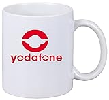 Reifen-Markt Kaffeetasse Motiv Nr. 3142 Yodafone Star Wars Jedi Ritter Vodafone Ner Keramik Höhe 9,5cm ⌀ 8cm in Weiß