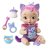 My Garden Baby HHP28 - Katzen-Baby Puppe (blaue Haare) mit Katzenohren und mehr als 20 Geräuschen, inkl. 5 Zubehör-Teile, interaktives Spielzeug für Kinder ab 3 Jahren