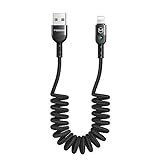 Mcdodo Spiral-USB-Kabel, einziehbares Kabel, Datensynchronisation, Ladekabel, Spiralkabel, Kfz-Ladekabel,für Phone X XR 8 7-dehnbar bis 1,8 m Schwarz