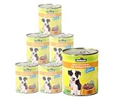 Dehner Hundefutter, Nassfutter vitaminreich, für Welpen und junge Hunde, Geflügel / Reis, 6 x 800 g Dose (4.8 kg)