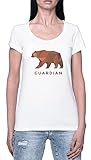Bear Guardian Damen T-Shirt Weißer Rundhals Leichtes Lässiges Kurzarm Women's White Crew Neck Casual Short Sleeves 3XL