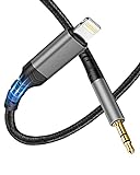 [Apple MFi Certified] Auto AUX Kabel für iPhone, Audiokabel Aux-Kabel Lightning auf 3,5 mm Premium Audio für iPhone 12/11/7/7 P/8/8 P/X/XS/XR, Autoradios, Lautsprecher, Kopfhörer Grau Schwarz-1M