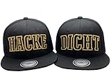 Outfitfabrik Cap Set, 2 Snapback Caps Hacke und Dicht in schwarz mit goldenem 3D-Stick (Festival, Alkohol, Statement, Saufen), für Männer und Frauen