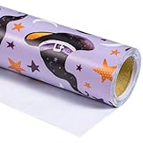 RUSPEPA Halloween-Geschenkpapierrolle – Mini-Rolle – Hexenhut-Design, ideal für Halloween, Feiertage und Partys – 43,2 cm x 10