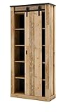 Furn.Design Badezimmer großer Hochschrank Holz Used Wood hell und anthrazit/grau Midischrank mit Soft-Close Badschrank 93 x 201 cm Stove