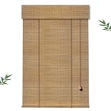 Bambus-Rollos Für Fenster，Outdoor Retro Bambusrollo，Bambus Raffrollo，75% Lichtdurchlässigkeit， Wasserdicht，Atmungsaktiver，Seitliches Zugseil， Für Küche Terrasse Wohnzimmer Garten(B140 x H225)