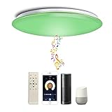 Chysongoods Φ50cm 55W Musik Deckenlampe Amazon Alexa Google Home Kompatibel Mit Bluetooth Lautsprecher Deckenleuchte LED RGB Farbwechsel Dimmbar für Küche Schlafzimmer Wohnzimmer Badezimmer