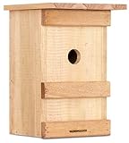Windhager Nistkasten BIRDY, Vogelhaus Brutkasten Nisthilfe Vogelnistkasten, aus Massivholz, inklusive Aufhängevorrichtung, 17 x 17 x 24,5 cm, 06961