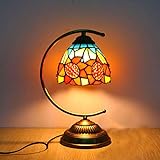 LUYIYI Sonnenblumenlaterne Tischlampe Glasmalerei Kinderschreibtischlampe Vintage handgefertigte Nachttischlampen für Wohnzimmer Schlafzimmer Lesen Café Bar