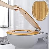 Toilettendeckel, Bambus klodeckel Robuster Holzkern Klodeckel WC-Deckel in Ovaler O Form, Passend für Alle Handelsüblichen WC-Becken