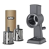 Zyliss E900057 Alu Trommelreibe Set, Käsereibe mit Kurbel, Gemüsereibe mit 3 Trommelklingen/Trommelblättern, Gemüseschneider, 5 Jahre G