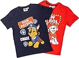 PAW PATROL - Jungen T-Shirt Chase + Marshall - Doppelpack, Farbe:Blau & Rot, Größe:110/116
