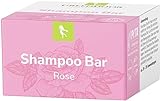 GREENDOOR Bio Shampoo Bar Rose 75g vegan, festes mildes Haarshampoo ohne Plastik Silikone Parabene für Damen aller Haartypen, Natur Haarpflege mit Bio Sheabutter Aloe Vera