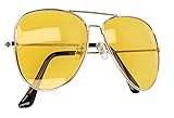 mumbi Nachtsichtbrille Nachtfahrbrille Blendschutz zum Autofahren polarisiert Retro Pilotenbrille, Gelb, L