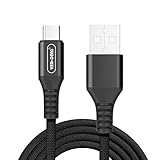 VEN-DENS USB Typ C Ladekabel für Samsung Galaxy S22 / S22 Plus / S22 Ultra 5G, [1,5 Meter] Nylon geflochtenes Kabel, USB auf USB C Ladekabel, Datenkabel, Schnellladekabel (schwarz)