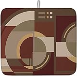 501 Abtropfgestel Mikrofaser 41x46 cm, Abstrakte Bauhaus Geometrie Kunst, Braun Gelb Beige Geschirr Abtropfmatte Mit Aufhängeschlaufe Mikrofaser Geschirr Trockenmatten Spülbeck