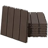 Outsunny 9 er Set Terassenfliesen Balkon Patio 30 x 30 cm Garten-Klickfliese Bodenbelag Bodenfliese Innen Außen Kunststoff B