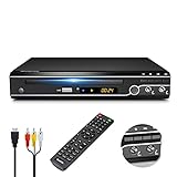 Gueray Kompakter DVD-Player Multi-Regionen Ohne Code mit USB-Eingang HDMI-kompatibel AV Dualer MIC-Anschluss und Fernbedienung und CD Ripping Funktion für TV-Anschluss