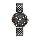 Strand Denmark - Minimalistische Damen Armbanduhr mit austauschbarem Edelstahl Mesh Armband (35mm) - wasserdichte Uhr Damen (Grau)