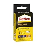 Pattex Kraft-Mix Extrem Schnell, extrem schnell härtender 2 Komponenten Kleber auf Epoxidharz Basis, 2K Kleber mit hoher Beständigkeit für viele Materialien, 2x12g Tube