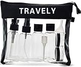 TRAVELY Kulturbeutel transparent 1 Liter - mit Reiseflaschen zum Befüllen - ideal für Handgepäck Flüssigkeiten im Flugzeug, Reiseset Kosmetik, Liquid Bag