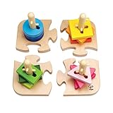 Hape Kreatives Steckpuzzle von Hape | Holz Stapelspiel Problemlösungspuzzle für Kleinkinder, Stapelspiel mit verschiedenen Formen, feste Stäbe und helle Farben