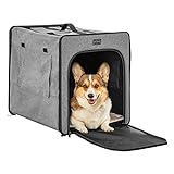 Petsfit faltbar Hundebox Transportbox für Auto & Zuhause Hundetransportbox Katzenbox mit Fleece Matte für große kleine Hunde …
