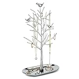 MORE&LESS Zweig Schmuckständer mit Metalltablett Farbe Luxus Baum Turm hängende Aufbewahrungsstücke für Ringe Ohrringe Halsketten Armbänder Geeignet für Wohnzimmer Bad Büro etc.