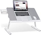 AXTIES Laptopständer, Laptophalter Laptop-Bettablage, Verstellbarer Laptop-Betttisch aus PVC-Leder, tragbarer Stehpult mit Schublade, Faltbarer Schoß-Tablet-Tisch for Sofa-Couch-Boden