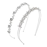 2 Stück Hochzeit Party Faux Perlen Strass Kopfband der Frau Blumen und Blätter Krone Haarband für Braut Brautjungfern