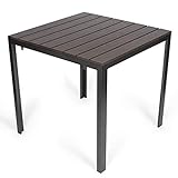 Park Alley HDPE Stahltisch braun- Eckiger Gartentisch in Holzoptik - Beistelltisch für Garten, Terrasse und Balkon, Tisch mit Zusatzfunktion