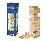 Noris 606101020 Deluxe Tip Tower (27,5 x 8 cm) aus Holz - spannender Wackelturm für Kinder ab 5 Jahren, Geschicklichkeitsspiel für die ganze Familie