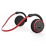 Bluetooth Wireless Kopfhörer Sport - Marathon2 Bluetooth 4.2 Kopfhörer mit Clear Voice Capture Technologie und Echo Cancellation Mikrofon für Gym, Sport, Running, Work, Rot