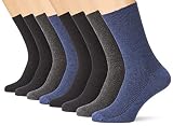 VCA 8 Paar Herren Diabetiker Socken, Ohne Gummibund, Baumwolle, Spitze handgekettelt, mehrfarbig, Gr. 39-42