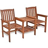 Hecht Gartenbank mit Gartentisch – 2 Sitzer – Friesenbank für Garten und Balkon – Holzbank aus hochwertigem Meranti Holz – mit Tisch – wetterfest – Outdoor Bank für 2 Personen - G