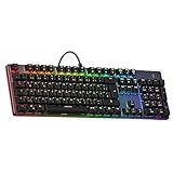 Black Shark RGB Mechanische Gaming Tastatur mit Rote Schalter, QWERTZ German Layout, 105 Tasten Kabelgebundene Tastatur für PC