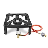 BACOENG Hockerkocher Gas 10KW, 4 Fuß Wok Campingkocher Inklusive 1.5 m Schlauch und 50 mbar Druckregler, 4-beiniger Gaskocher Camping Für Camping und O