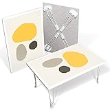 Mood Island Klappbarer Galerietisch, koreanischer Teetisch, ideal für Kinder, Sofa, Bett, Essen, Arbeiten, als Laptop-Schreibtisch, 60,1 x 40 cm (Weiß, 3 Kreise)