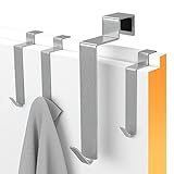 MDCASA Türhaken Edelstahl gebürstet für die Rückseite - 4 Stück - Kleiderhaken über Tür - Handtuchhalter - Türgarderobe - Badezimmerhaken