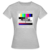 Spreadshirt Analoges Fernsehtestbild TV Testbild Frauen T-Shirt, XL, Grau meliert
